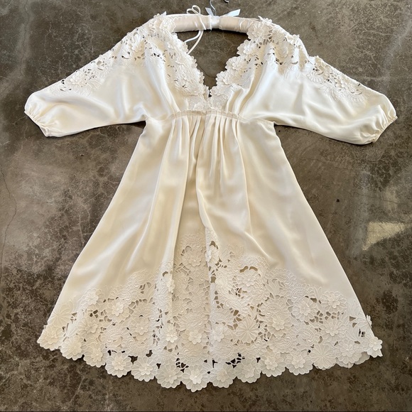 BCBG Max Azria Runway cream silk dress, sz XXS - Picture 1 of 10
